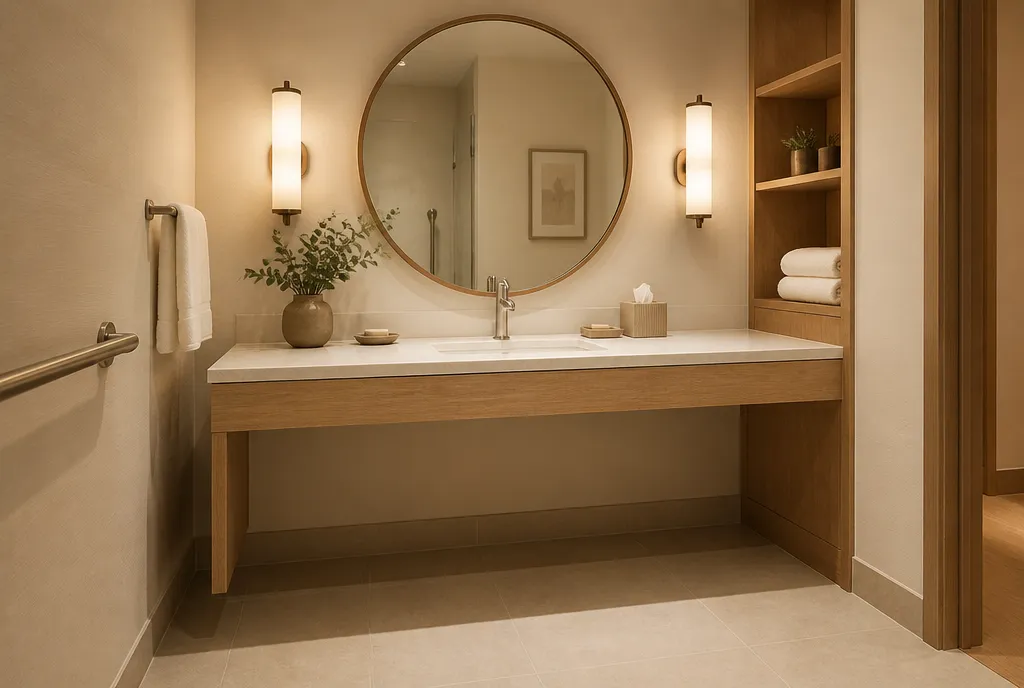 Commercial ada vanities we supply, shown in service