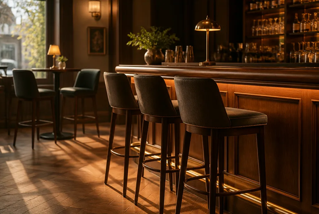 Commercial bar furniture we supply, shown in service