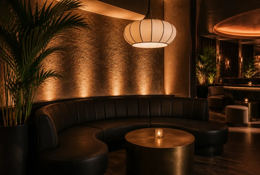 Commercial nightclub furniture we supply, shown in service