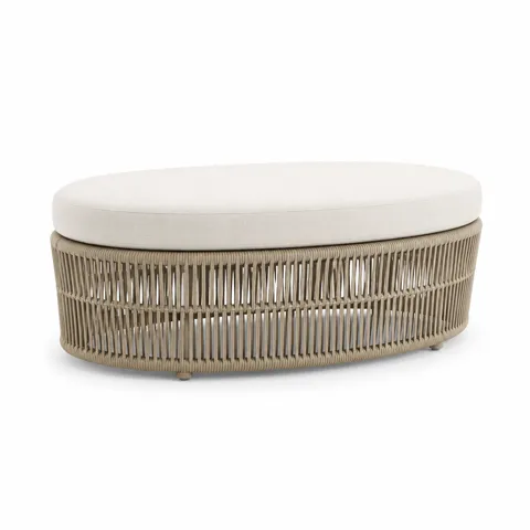 Ivory Weave Outdoor Ottoman