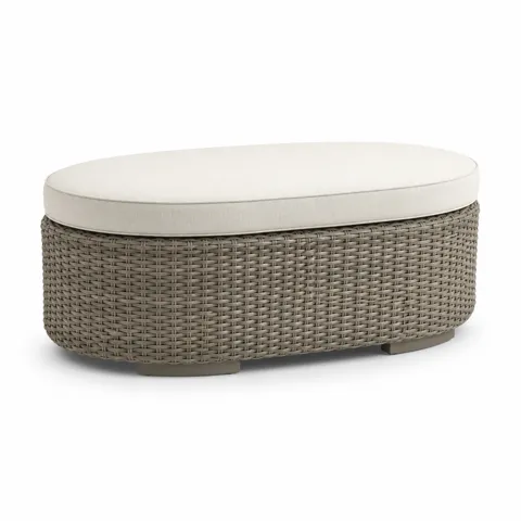 Ivory Bloom Outdoor Ottoman